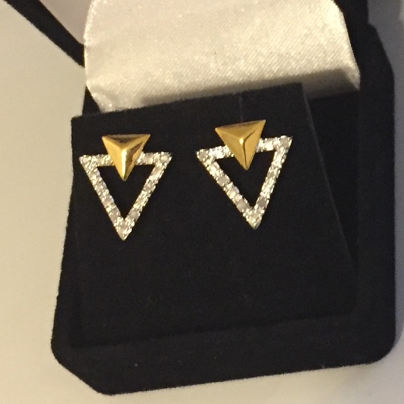 💎 GENUINE DIAMONDS with 18K GOLD/SILVER EARRINGS - Picture 5 of 8